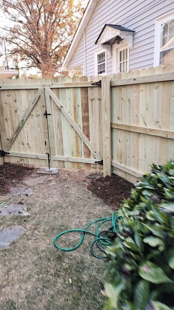 10 Ft Double Wood Gate on 6 Ft Wood Privacy